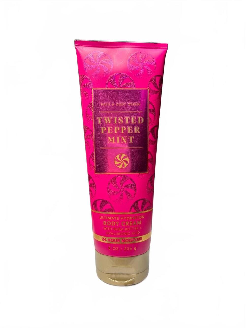 Bath & Body Works Twisted Peppermint Body Cream 8oz Winter Vanilla Lotion NEW